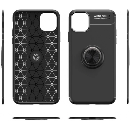 Apple iPhone 11 Pro Max Kılıf Renkli Silikon Yüzüklü Standlı Auto Focus Ravel Kapak - Mavi