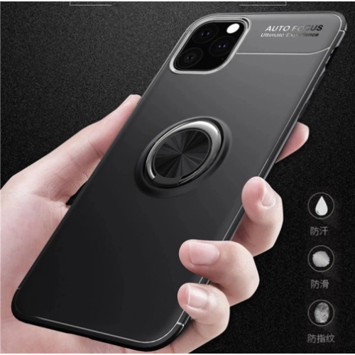 Apple iPhone 11 Pro Max Kılıf Renkli Silikon Yüzüklü Standlı Auto Focus Ravel Kapak - Mavi