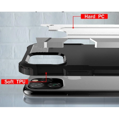 Apple iPhone 11 Pro Max Kılıf Zırhlı Tank Crash Silikon Kapak - Gold