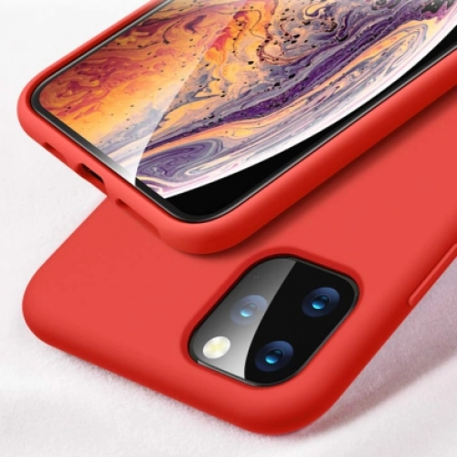 Apple iPhone 11 Pro Max Kılıf İnce Soft Mat Renkli Esnek Silikon Kapak - Kırmızı