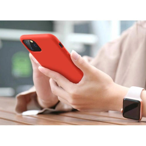 Apple iPhone 11 Pro Max Kılıf İnce Soft Mat Renkli Esnek Silikon Kapak - Kırmızı