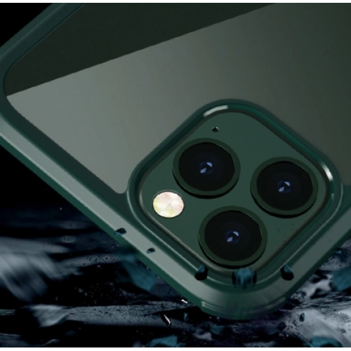 Apple iPhone 11 Pro Max Kılıf Ön ve Arkası Camlı 360 Tam Koruma Silikon Kapak - Siyah