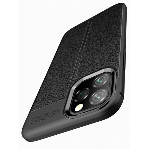 Apple iPhone 11 Pro Max Kılıf Deri Görünümlü Lüks Parmak İzi Bırakmaz Niss Silikon Kapak - Siyah