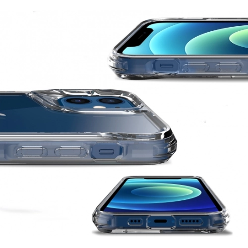 Apple iPhone 12 (6.1) Kılıf Şeffaf TPU Kenarları Esnek Crystal T-Max Kapak - Şeffaf