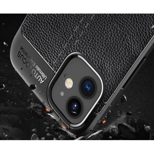 Apple iPhone 12 Mini (5.4) Kılıf Deri Görünümlü Lüks Parmak İzi Bırakmaz Niss Silikon Kapak - Siyah