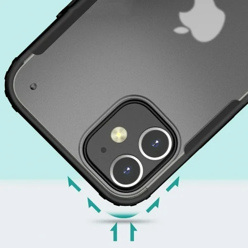 Apple iPhone 12 Mini (5.4) Kılıf Volks Serisi Kenarları Silikon Arkası Şeffaf Sert Kapak - Siyah