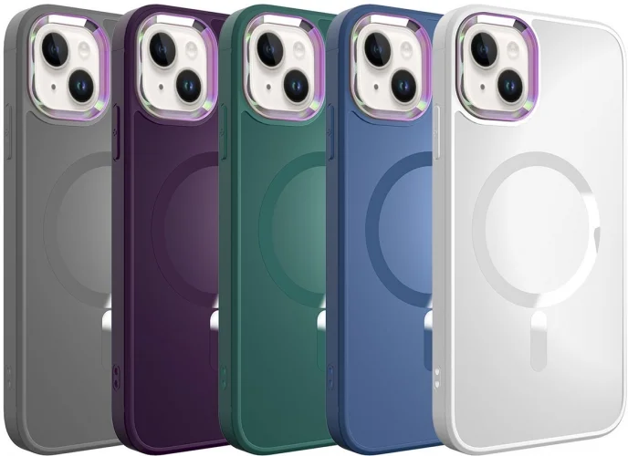 Apple iPhone 13 (6.1) Kılıf Magsafe Wireless Şarj Özellikli Stil Kapak - Koyu Yeşil