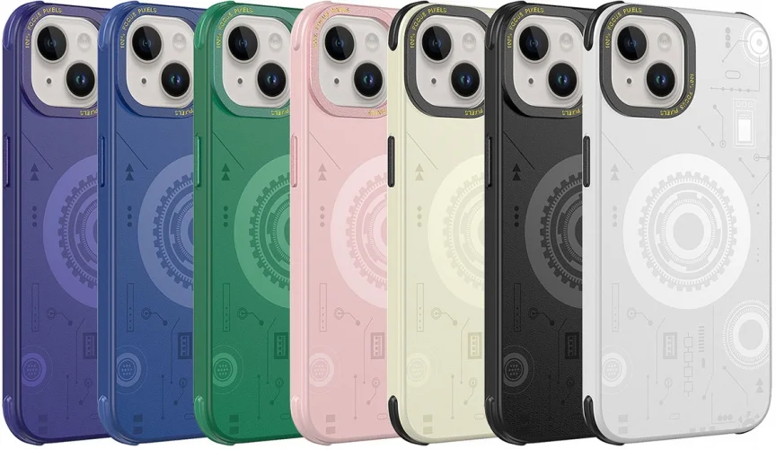 Apple iPhone 13 (6.1) Kılıf Wireless Şarj Özellikli Desenli Hot Mıknatıslı Magsafe Kapak - Yeşil