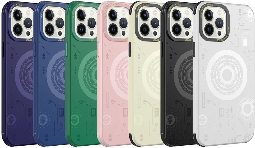 Apple iPhone 13 Pro (6.1) Kılıf Wireless Şarj Özellikli Desenli Hot Mıknatıslı Magsafe Kapak - Yeşil