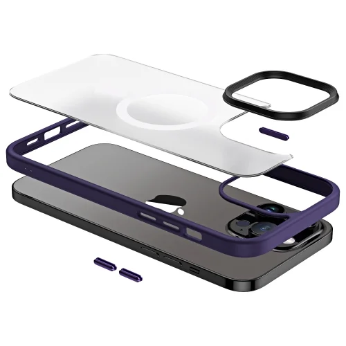 Apple iPhone 14 Pro Max (6.7) Kılıf Hibrit Wireless Şarj Özellikli Buzlu Silikon - Mavi