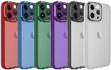 Apple iPhone 14 Pro Max (6.7) Kılıf Şeffaf Esnek Silikon Kenarları Buzlu Kamera Korumalı Post Kapak - Mavi