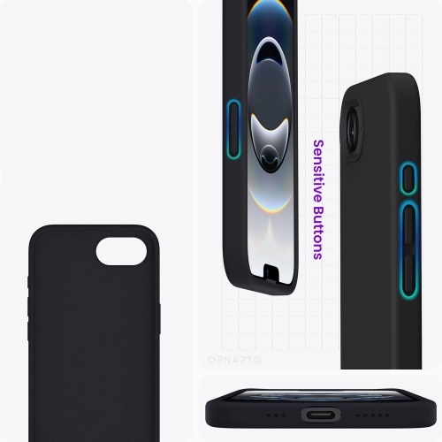 Apple iPhone 16e Kılıf Silikon Mat Esnek Kamera Korumalı Biye Kapak - Siyah