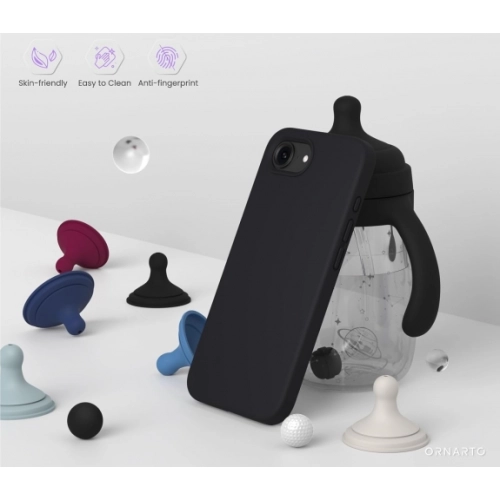 Apple iPhone 16e Kılıf Silikon Mat Esnek Kamera Korumalı Biye Kapak - Siyah