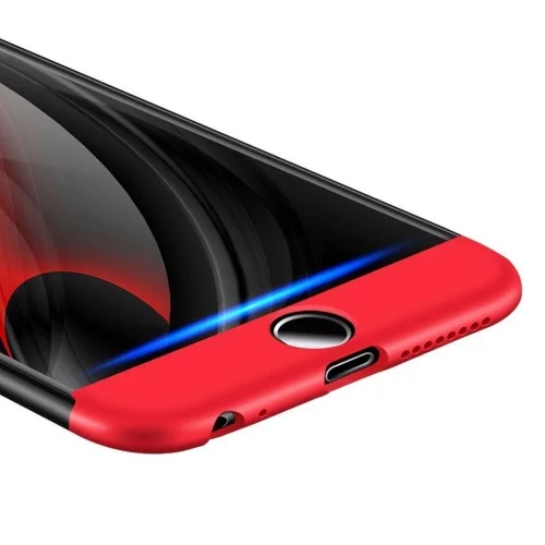 Apple iPhone 6s / 6 Kılıf 3 Parçalı 360 Tam Korumalı Rubber AYS Kapak  - Kırmızı - Siyah