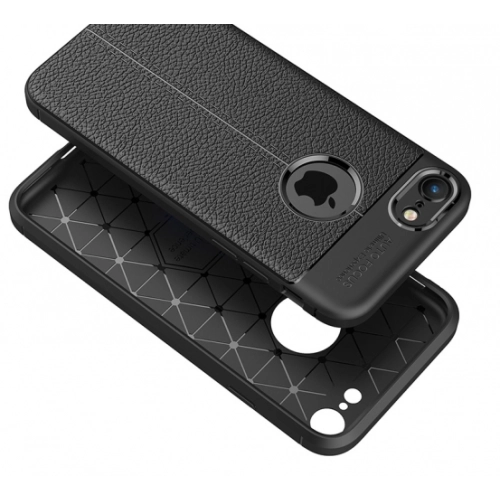 Apple iPhone 6 / 6s Kılıf Deri Görünümlü Lüks Parmak İzi Bırakmaz Niss Silikon Kapak - Siyah