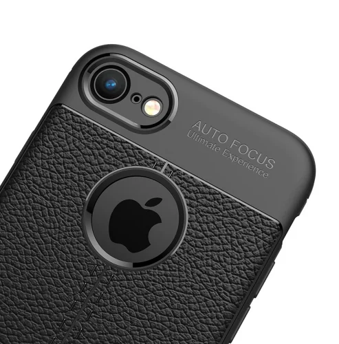 Apple iPhone 6 / 6s Kılıf Deri Görünümlü Parmak İzi Bırakmaz Niss Silikon - Siyah