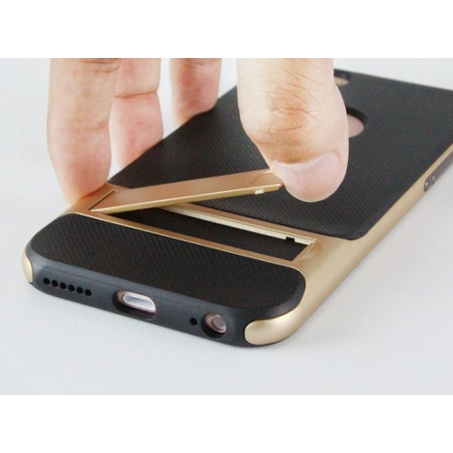 Apple iPhone 6 Kılıf Tam Koruma İnce Standlı Esnek Verüs Silikon - Rose Gold