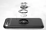 Apple iPhone 6 Plus Kılıf Auto Focus Serisi Soft Premium Standlı Yüzüklü Kapak - Kırmızı - Siyah