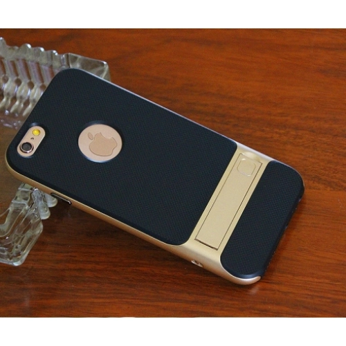 Apple iPhone 6s Plus Kılıf Tam Koruma İnce Standlı Esnek Verüs Silikon - Gold