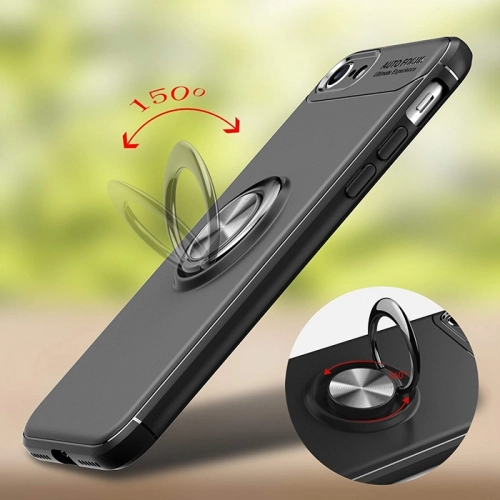 Apple iPhone 7 Kılıf Renkli Silikon Yüzüklü Standlı Auto Focus Ravel Kapak - Mavi