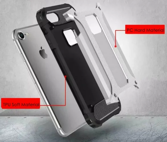 Apple iPhone 7 Kılıf Zırhlı Tank Crash Silikon Kapak - Gümüş