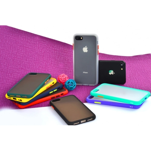 Apple iPhone 7 Kılıf Exlusive Arkası Mat Tam Koruma Darbe Emici - Kırmızı