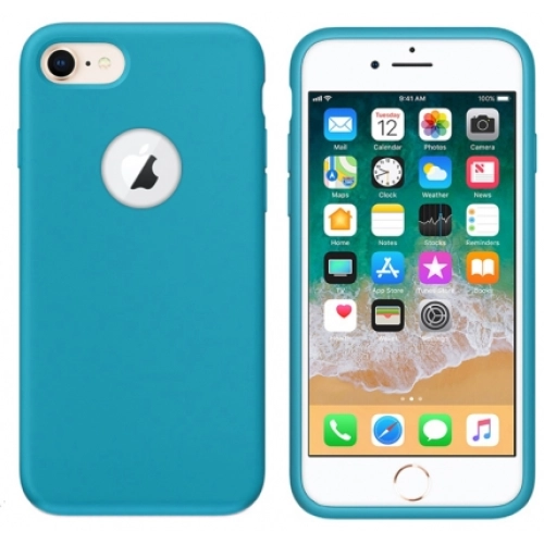 Apple iPhone 7 Kılıf İnce Soft Mat Renkli Esnek Silikon Kapak - Mavi