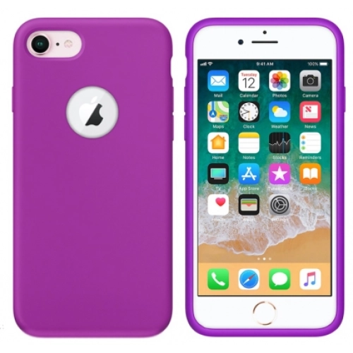 Apple iPhone 7 Kılıf İnce Soft Mat Renkli Esnek Silikon Kapak - Mor