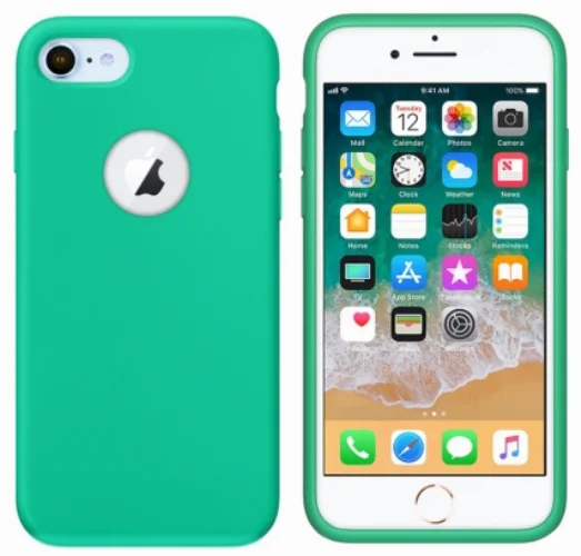 Apple iPhone 7 Kılıf İnce Mat Esnek Silikon - Yeşil