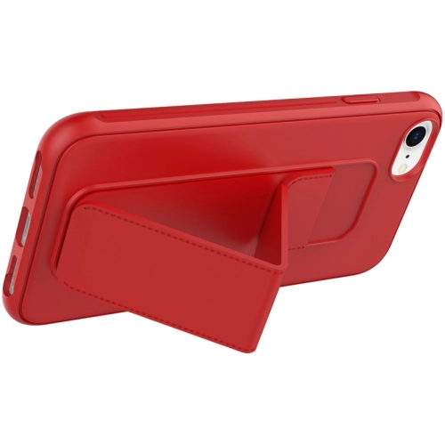 Apple iPhone 7 Kılıf Mat Pürüzsüz Standlı Katlanabilir Qstand Kapak - Siyah