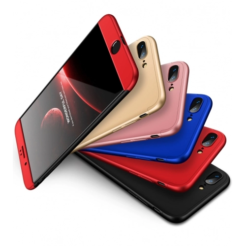 Apple iPhone 7 Plus Kılıf 3 Parçalı 360 Tam Korumalı Rubber AYS Kapak  - Siyah