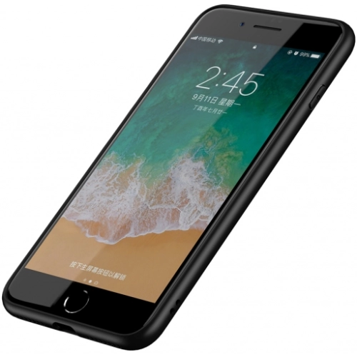 Apple iPhone 7 Plus Kılıf Arkası Cam Kenarları Silikon Hom Kapak - Siyah