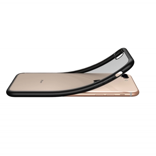 Apple iPhone 7 Plus Kılıf Arkası Cam Kenarları Silikon Hom Kapak - Siyah