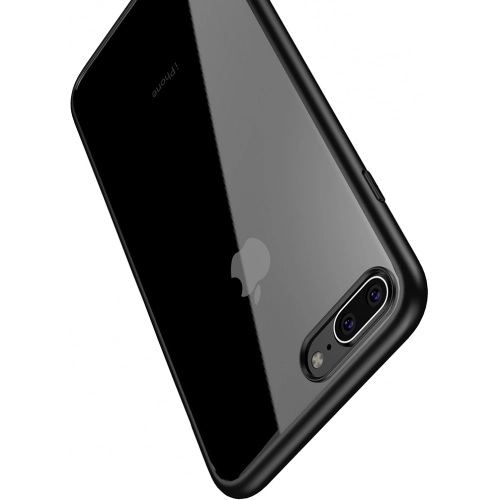 Apple iPhone 7 Plus Kılıf Arkası Cam Kenarları Silikon Hom Kapak - Siyah