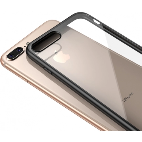 Apple iPhone 7 Plus Kılıf Arkası Cam Kenarları Silikon Hom Kapak - Siyah