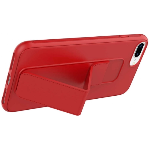 Apple iPhone 7 Plus Kılıf Mat Pürüzsüz Standlı Katlanabilir Qstand Kapak - Mürdüm