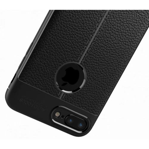 Apple iPhone 7 Plus Kılıf Deri Görünümlü Lüks Parmak İzi Bırakmaz Niss Silikon Kapak - Lacivert