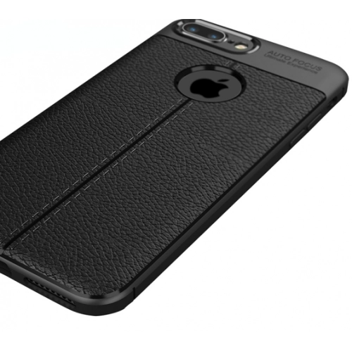 Apple iPhone 7 Kılıf Deri Görünümlü Lüks Parmak İzi Bırakmaz Niss Silikon Kapak - Siyah