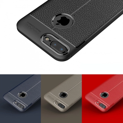 Apple iPhone 7 Plus Kılıf Deri Görünümlü Lüks Parmak İzi Bırakmaz Niss Silikon Kapak - Lacivert