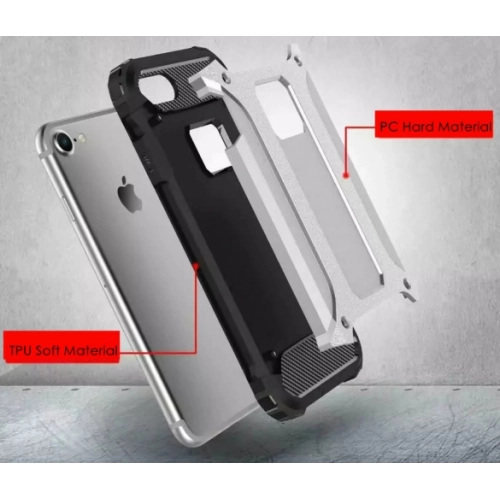 Apple iPhone 8 Kılıf Zırhlı Tank Crash Silikon Kapak - Siyah