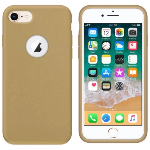 Apple iPhone 8 Kılıf İnce Soft Mat Renkli Esnek Silikon Kapak - Gold