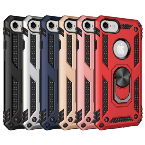 Apple iPhone 8 Kılıf Silikon Zırhlı Standlı Yüzüklü Mıknatıslı Tank Kapak - Gri