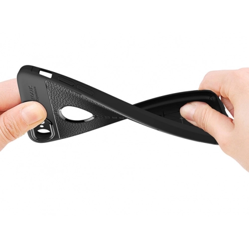 Apple iPhone 8 Kılıf Deri Görünümlü Lüks Parmak İzi Bırakmaz Niss Silikon Kapak - Siyah