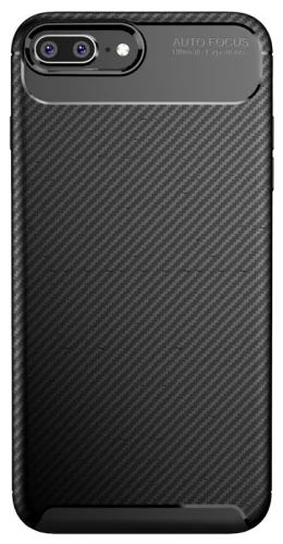Apple iPhone 8 Plus Kılıf Karbon Serisi Mat Fiber Silikon Negro Kapak - Lacivert