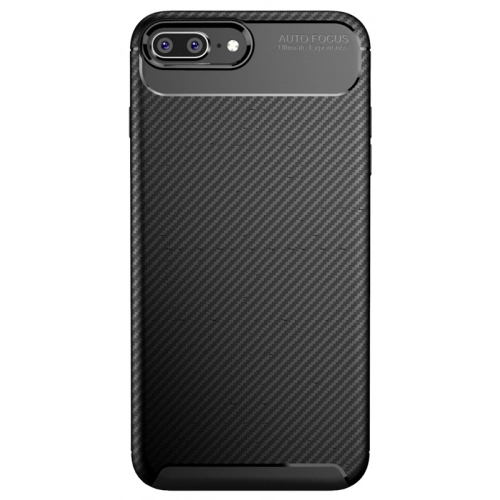 Apple iPhone 8 Plus Kılıf Silikon Parmak İzi Bırakmayan Karbon Soft Negro Kapak - Siyah