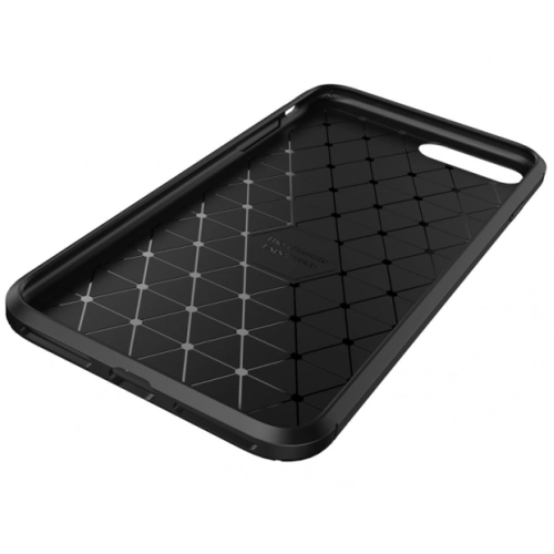 Apple iPhone 8 Plus Kılıf Silikon Parmak İzi Bırakmayan Karbon Soft Negro Kapak - Siyah