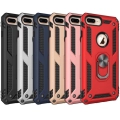 Apple iPhone 8 Plus Kılıf Silikon Zırhlı Standlı Yüzüklü Mıknatıslı Tank Kapak - Rose Gold