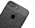 Apple iPhone 8 Plus Kılıf Deri Görünümlü Parmak İzi Bırakmaz Niss Silikon - Siyah