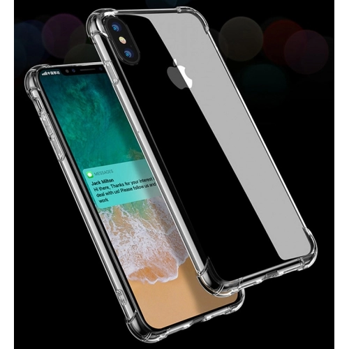 Apple iPhone X Kılıf Silikon Köşe Korumalı Airbag Darbe Emici Kapak - Şeffaf