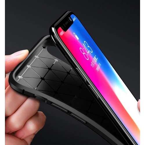 Apple iPhone X Kılıf Silikon Parmak İzi Bırakmayan Karbon Soft Negro Kapak - Siyah